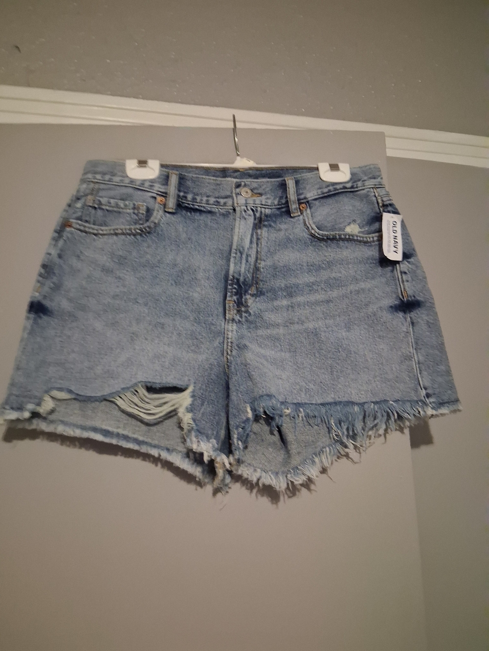 Old Navy Light Blue Distressed Denim Jean Shorts- O G Straight